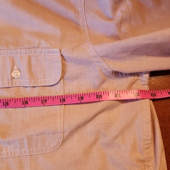 CHAPS Men's Easy Care Long Sleeve Button Down Shirt, Medium, Tan & White - Picture 3 of 8